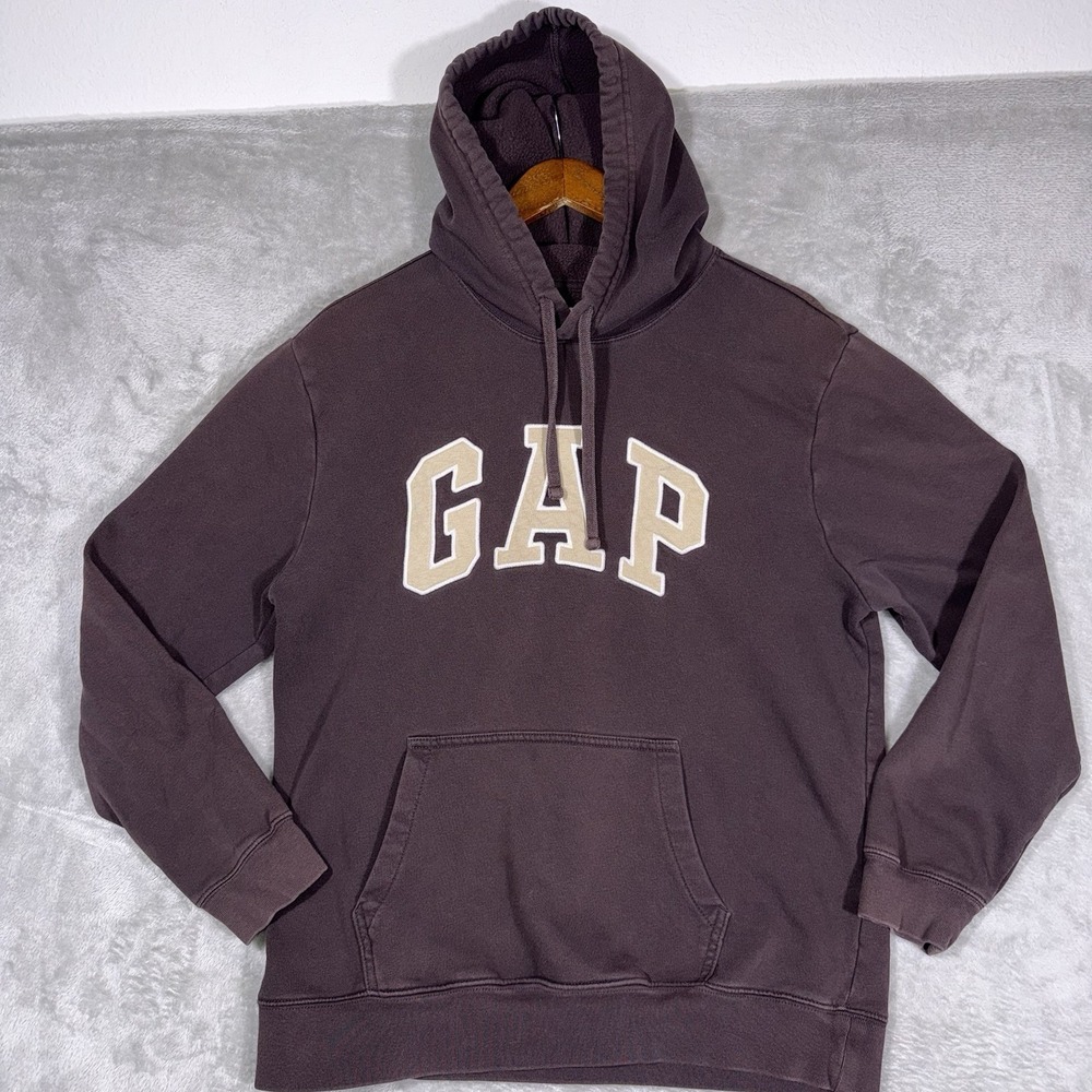 Gap Turkish Coffee Brown Spell Out Logo Pullover Hoodie Mens Large